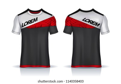 t-shirt sport design template, Soccer jersey mockup, uniform front and back view.