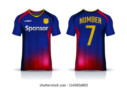 t-shirt sport design template, Soccer jersey mockup for football club. uniform front and back view.