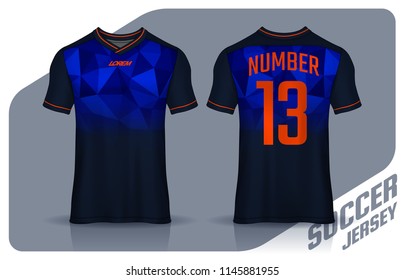 t-shirt sport design template, Soccer jersey mockup for football club. uniform front and back view.