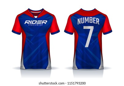 t-shirt sport design template, Soccer jersey mockup for football club. uniform front and back view.