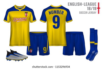 t-shirt sport design template, Soccer jersey mockup for football club. uniform front and back view.