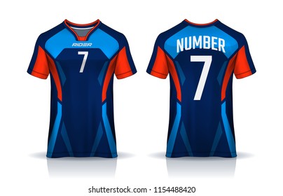 t-shirt sport design template, Soccer jersey mockup for football club. uniform front and back view.