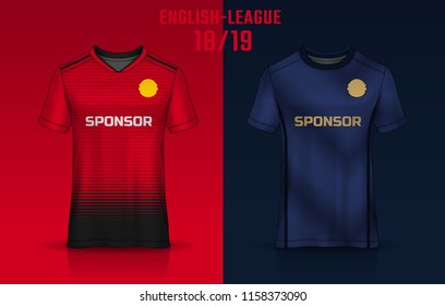 t-shirt sport design template, Soccer jersey mockup for football club. uniform front and back view.