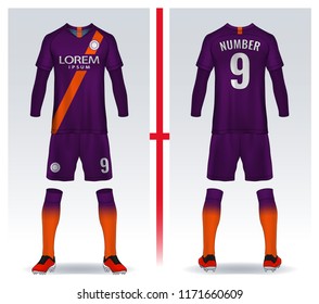 t-shirt sport design template, Soccer jersey mockup for football club. uniform front and back view.
