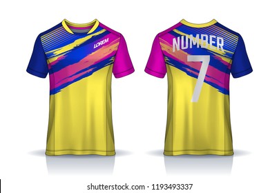 t-shirt sport design template, Soccer jersey mockup for football club. uniform front and back view.