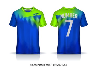 t-shirt sport design template, Soccer jersey mockup for football club. uniform front and back view.