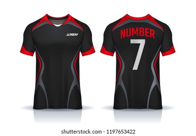t-shirt sport design template, Soccer jersey mockup for football club. uniform front and back view.