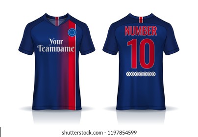 t-shirt sport design template, Soccer jersey mockup for football club. uniform front and back view.