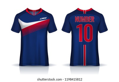 t-shirt sport design template, Soccer jersey mockup for football club. uniform front and back view.