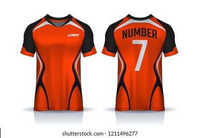t-shirt sport design template, Soccer jersey mockup for football club. uniform front and back view.