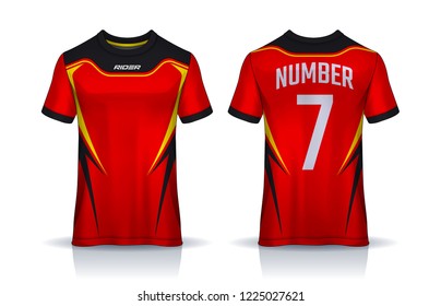 t-shirt sport design template, Soccer jersey mockup for football club. uniform front and back view.