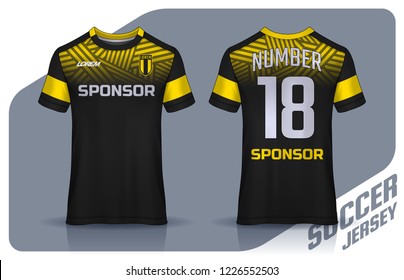 T-shirt Sport Design Template, Soccer Jersey Mockup For Football Club. Uniform Front And Back View.