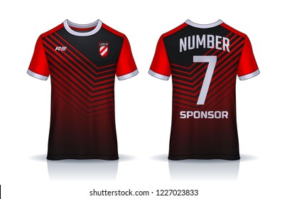 t-shirt sport design template, Soccer jersey mockup for football club. uniform front and back view.