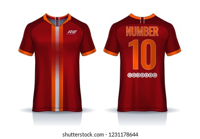 t-shirt sport design template, Soccer jersey mockup for football club. uniform front and back view.