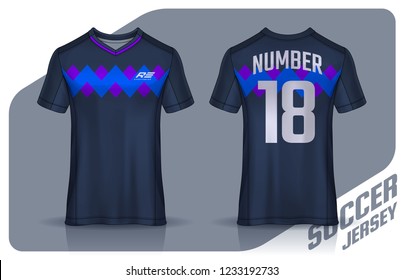 t-shirt sport design template, Soccer jersey mockup for football club. uniform front and back view.