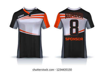 t-shirt sport design template, Soccer jersey mockup for football club. uniform front and back view.