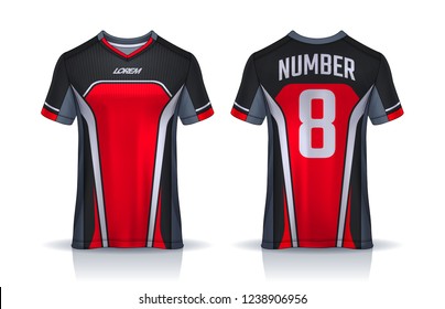 t-shirt sport design template, Soccer jersey mockup for football club. uniform front and back view.