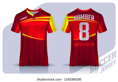 t-shirt sport design template, Soccer jersey mockup for football club. uniform front and back view.