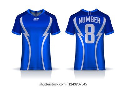 t-shirt sport design template, Soccer jersey mockup for football club. uniform front and back view.