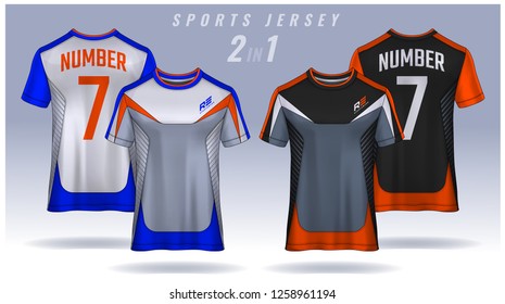 t-shirt sport design template, Soccer jersey mockup for football club. uniform front and back view.