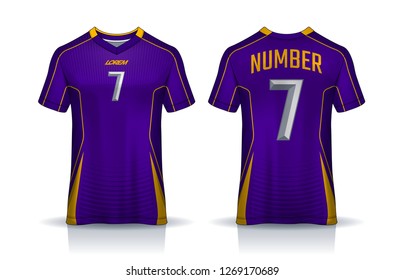 t-shirt sport design template, Soccer jersey mockup for football club. uniform front and back view.
