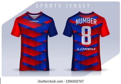 t-shirt sport design template, Soccer jersey mockup for football club. uniform front and back view.