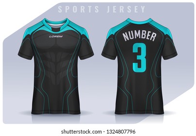 t-shirt sport design template, Soccer jersey mockup for football club. uniform front and back view.