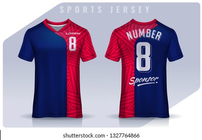 t-shirt sport design template, Soccer jersey mockup for football club. uniform front and back view.