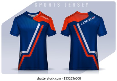t-shirt sport design template, Soccer jersey mockup for football club. uniform front and back view.