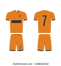 T-shirt sport design template for soccer jersey. Mock up football kit in front view and back view. Flat style, vector illustration.