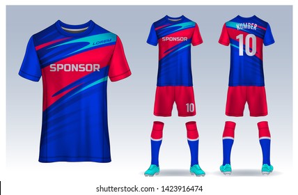 t-shirt sport design template, Soccer jersey mockup for football club. uniform front and back view.