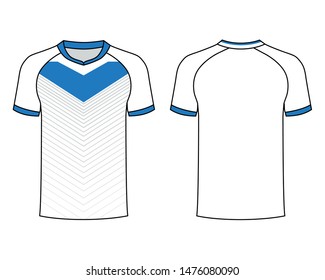 t-shirt sport design template, Soccer jersey mockup for football club. uniform front and back view. Blue and white