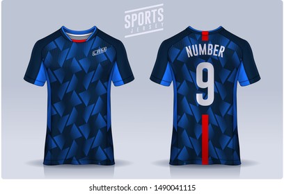 T-shirt Sport Design Template, Soccer Jersey Mockup For Football Club. Uniform Front And Back View.