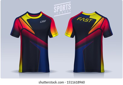 t-shirt sport design template, Soccer jersey mockup for football club. uniform front and back view.