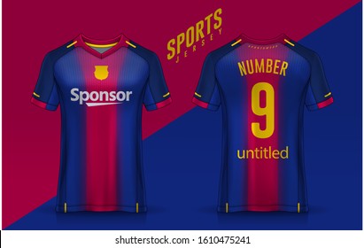 t-shirt sport design template, Soccer jersey mockup for football club. uniform front and back view.