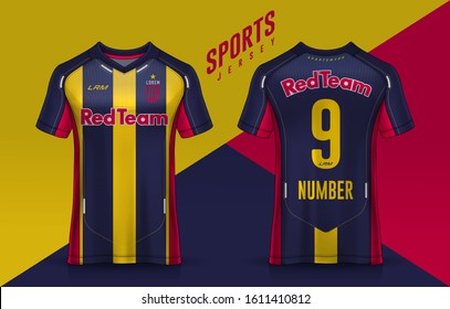 t-shirt sport design template, Soccer jersey mockup for football club. uniform front and back view.