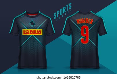t-shirt sport design template, Soccer jersey mockup for football club. uniform front and back view.