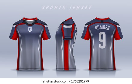 t-shirt sport design template, Soccer jersey mockup for football club. uniform front and back view.