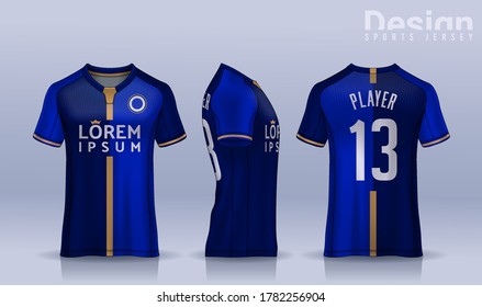 plantilla de diseño deportivo de camisetas, maqueta de la camiseta de fútbol para club de fútbol. vista frontal y posterior uniforme.