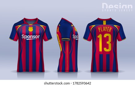 t-shirt sport design template, Soccer jersey mockup for football club. uniform front and back view.