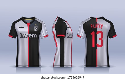 t-shirt sport design template, Soccer jersey mockup for football club. uniform front and back view.