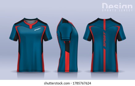 t-shirt sport design template, Soccer jersey mockup for football club. uniform front and back view.