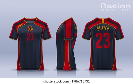 t-shirt sport design template, Soccer jersey mockup for football club. uniform front and back view.