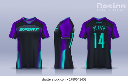 t-shirt sport design template, Soccer jersey mockup for football club. uniform front and back view.