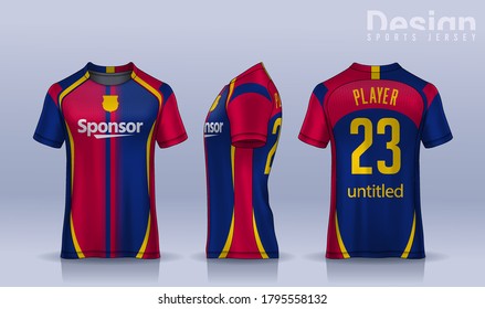 t-shirt sport design template, Soccer jersey mockup for football club. uniform front and back view.