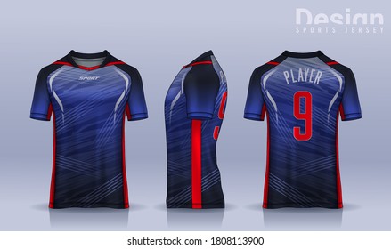 t-shirt sport design template, Soccer jersey mockup for football club. uniform front and back view.