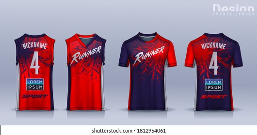 t-shirt sport design template, Soccer jersey mockup for football club, Running singlet,basketball Tank top.