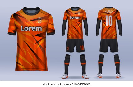 plantilla de diseño deportivo de camisetas, maqueta de la camiseta de fútbol para club de fútbol. vista frontal y posterior uniforme.