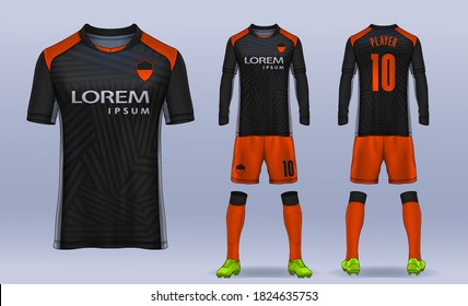 plantilla de diseño deportivo de camisetas, maqueta de la camiseta de fútbol para club de fútbol. vista frontal y posterior uniforme.