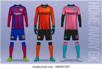 t-shirt sport design template, Soccer jersey mockup for football club. Goalkeeper jersey.